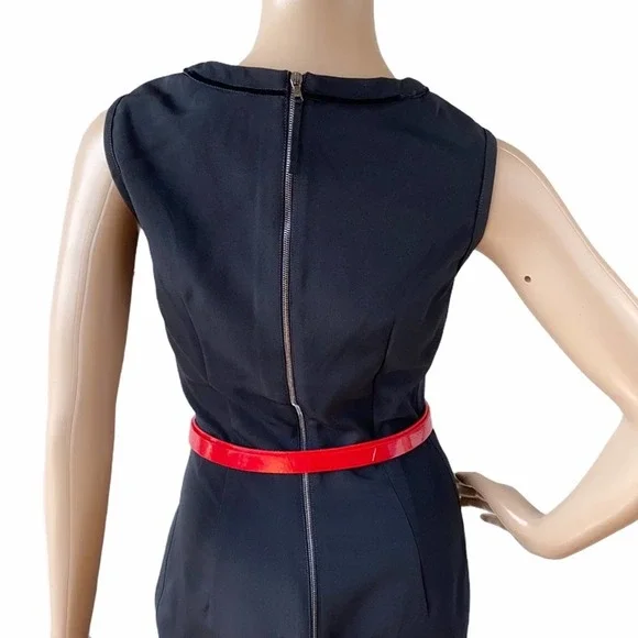 New D&G Dolce & Gabbana Black Sleeveless Velvet Trim Sheath Dress IT44/US8 - Picture 8 of 16